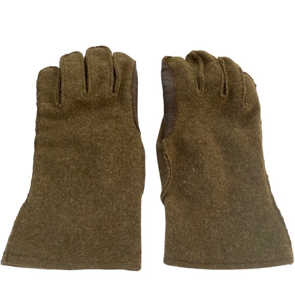 Lite Glove Co. Accessories Vintage Army Green Wool And Leather